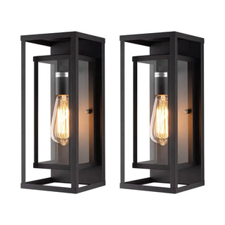 SIMODE Contemporary Modern Outdoor Sconce – Black Metal Exterior Wall Light