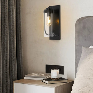 EXTER Cylindrical Glass Exterior Sconce – Black Modern Outdoor Wall Light