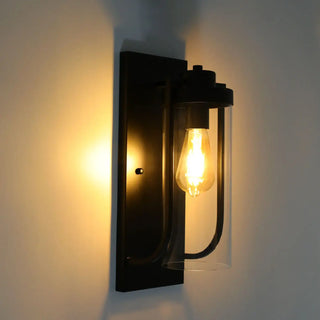 EXTER Black Glass Cylindrical Sconce – Contemporary Outdoor Exterior Wall Light