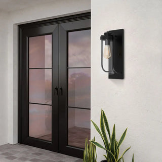 EXTER Black Cylindrical Glass Outdoor Wall Light – Modern Exterior Sconce