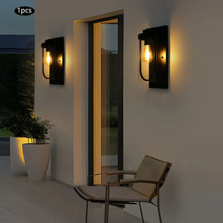 EXTER Glass Cylinder Outdoor Wall Light – Matte Black Modern Exterior