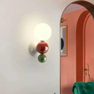 Tall cylinder wall light G9 green metal – angle view