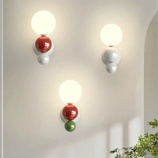 PERLOTE cylinder wall light white installed