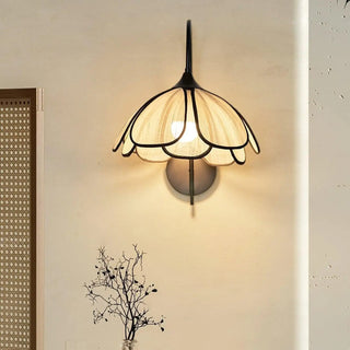 Vintage rattan leaf wall sconce E27 black side