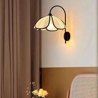 Black rattan wall lamp E27 leaf design dimmable