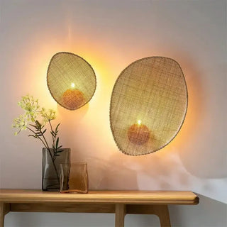 TAGE boho wall light woven texture detail view