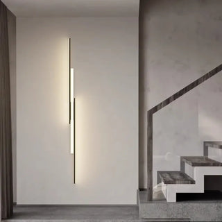 Slim black LED wall sconce 22W dimmable 80cm front