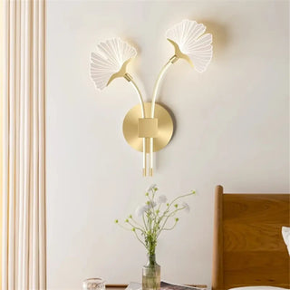 Dual leaf flower wall sconce LED 12W – golden finish 35cm