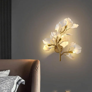 White petal wall sconce G9 LED 7W dimmable gold 35cm