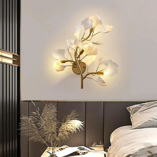 Gold base white petal wall light G9 LED 7W art deco