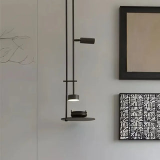 Wall sconce with shelf close-up – black functional indoor LED