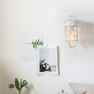 White retro alarm wall sconce – industrial punk fixture