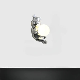 TEDDY chrome bear wall light with luminous sphere