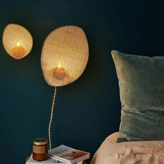 Rattan bamboo leaf wall light M size 41x56cm E27