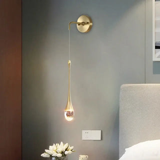Water drop wall sconce LED dimmable – gold glass 32cm