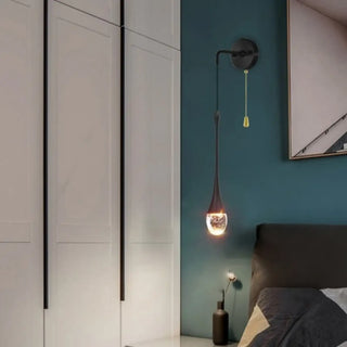 Glass water drop wall light – LED dimmable side view