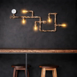 Gold faucet wall light IP65 art deco 44cm wide