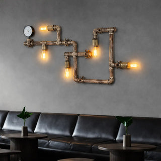 Faucet shaped wall sconce IP65 vintage metal brown 95cm