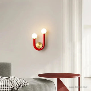 Red U-shape wall light LED – metal IP65 24×16.5cm