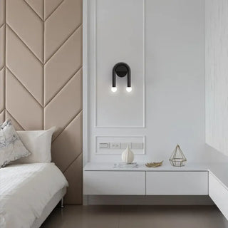 Black U-shape wall sconce front view – E14 2 lights IP65 outdoor