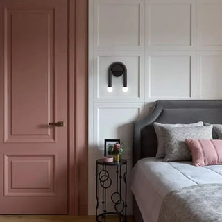 Black U-shaped metal wall sconce E14 – 2 lights IP65 16×23cm