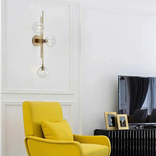 Glass globe wall light gold – G4 LED 6W side view