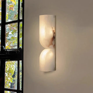 Marble print wall sconce white IP65 close-up texture