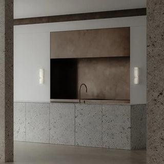 High-end marble wall light white G9 dual sconce side view