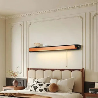 Brown LED wall sconce with drawer close-up modern