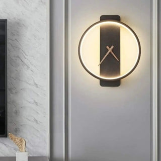 Artistic clock wall light black aluminum side view