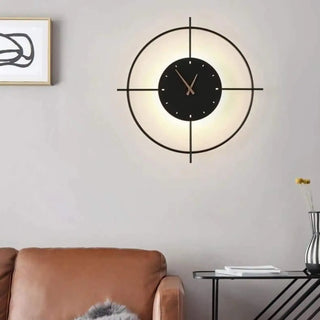 Clock wall sconce Watch design black aluminum 30x50cm