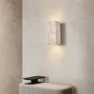 Imitation stone sconce white aluminum installed