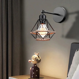 Industrial wall lamp side angle – three size options black glass globe