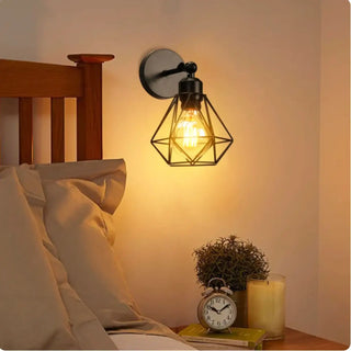 Black industrial glass ball sconce – E27 metal vintage wall lighting