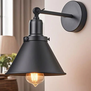 Industrial metal sconce installed – loft bar warm 3000K vintage light