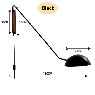 Large industrial sconce L – 175cm adjustable matte black 5000g