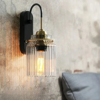 Clear streaked globe wall light E27 5W warm 3000K