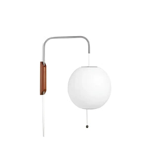 Japandi wall sconce Axian pleated glass lantern wood 53cm