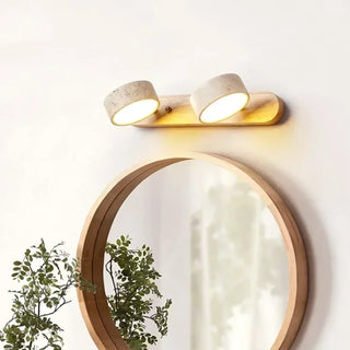 Japanese wall sconce G9 LED 9W wood stone beige IP65 32cm