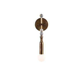Gold brass wall sconce close-up – white globe diffuser elegant interior