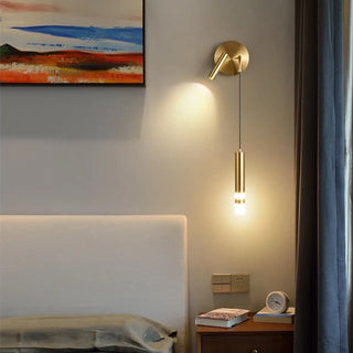 Black and gold G4 wall sconce 3x26cm installed in hallway