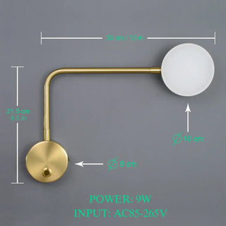 Black brass glass sphere sconce 9W LED elegant hallway light