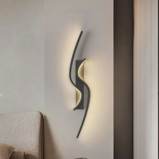 Wave LED wall sconce 25W dimmable IP65 black curved bars