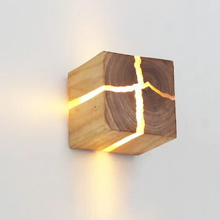 Cracked wood wall sconce G4 – natural brown modern light