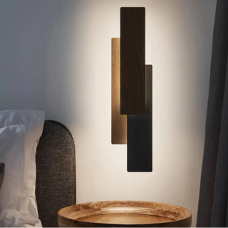 Wood metal wall sconce LED dimmable black 38cm small