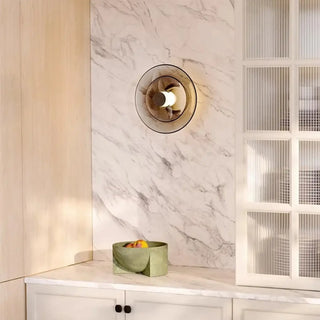Round LED wall sconce gray black scandinavian 30cm diameter