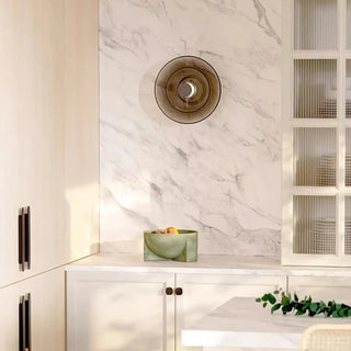 Black glass wall sconce 10W warm white 3000K close-up
