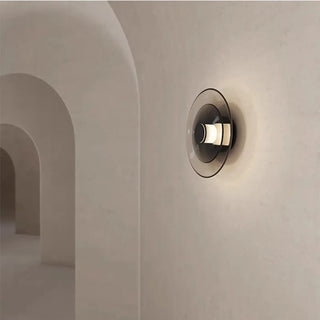 Circular glass metal wall sconce LED 10W gray black 30cm