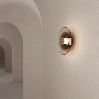 Circular wall light glass metal modern minimalist gray