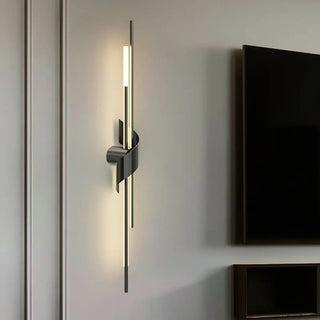 Stairy LED metallic sconce installed – warm glow